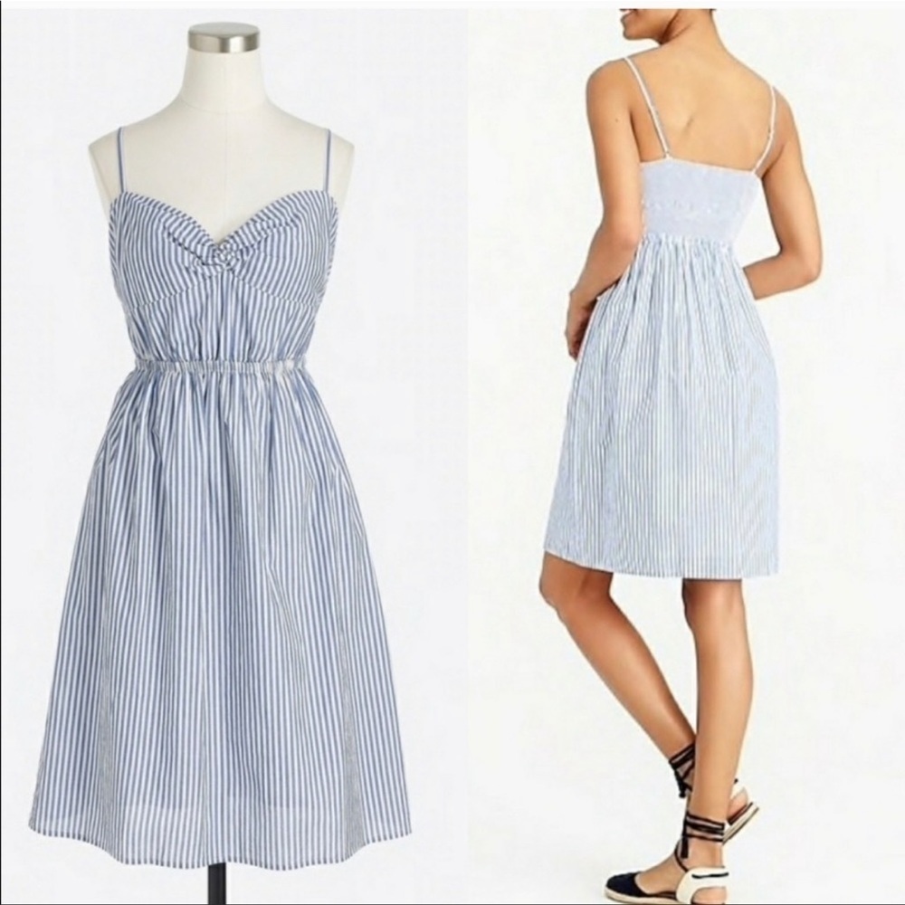 J. Crew Striped Mini Dress in Blue and White